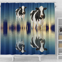 Girolando Cattle (Cow) Reflection In Water Print Shower Curtain-Free Shipping - Deruj.com