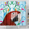 Red-and-green macaw Parrot Print Shower Curtain-Free Shipping - Deruj.com
