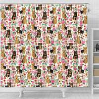 Cute Yorkie Floral Print Shower Curtains-Free Shipping - Deruj.com