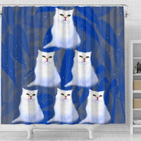 White Persian Cat Print Shower Curtains-Free Shipping - Deruj.com