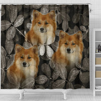 Icelandic Sheepdog On Black Print Shower Curtains-Free Shipping - Deruj.com