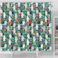 Old English Sheepdog Floral Print Shower Curtains-Free Shipping - Deruj.com