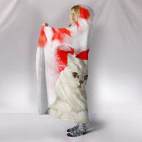 Persian Cat On Red Print Hooded Blanket-Free Shipping - Deruj.com