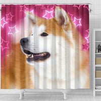Akita On Pink Print Shower Curtains-Free Shipping - Deruj.com