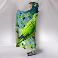 Monk Parakeet Parrot Print Hooded Blanket-Free Shipping - Deruj.com