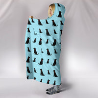 Black Labrador Dog Pattern Print Hooded Blanket-Free Shipping - Deruj.com