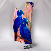 Hyacinth Macaw Parrot Print Hooded Blanket-Free Shipping - Deruj.com