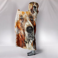 Basset Hound Dog Art Print Hooded Blanket-Free Shipping