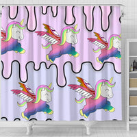 Happy Unicorn Print Shower Curtain-Free Shipping - Deruj.com