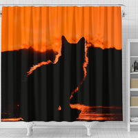 Cat Shadow Print Shower Curtain-Free Shipping - Deruj.com