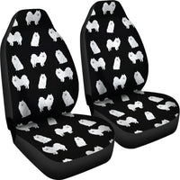 American Eskimo Dog Pattern On Black Print Car Seat Covers-Free Shipping - Deruj.com