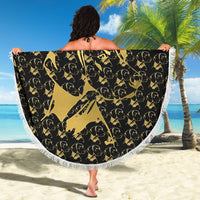 Vizsla Dog Golden Pattern Print Beach Blanket-Free Shipping - Deruj.com