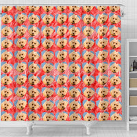 Poodle Dog On Hearts Print Shower Curtain-Free Shipping - Deruj.com