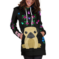 Charming Pugs Hoodie Dress with Cute Pug Dogs - Deruj.com