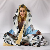 Siberian Husky Dog Eyes Print Hooded Blanket-Free Shipping - Deruj.com